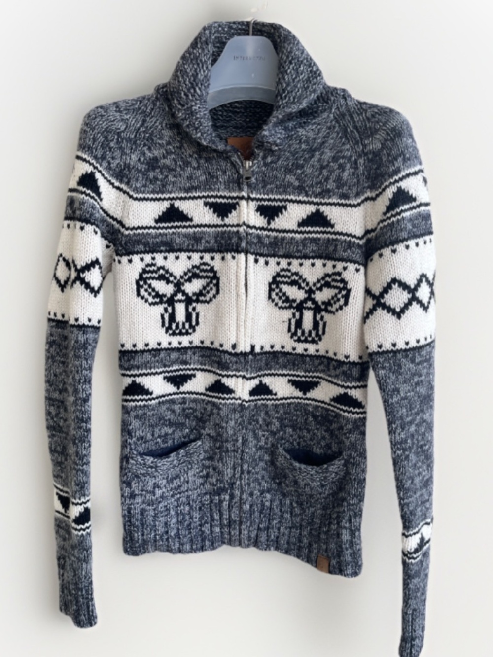 Aritzia TNA Vtg Sea to Sky Cowichan Lambswool Zip Cardigan Grey Size M (Fits S)